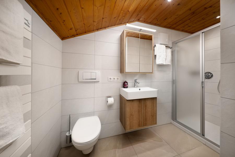 Ferienwohnung - neues Badezimmer mit Dusche , WC und Spiegelkasten Dusche